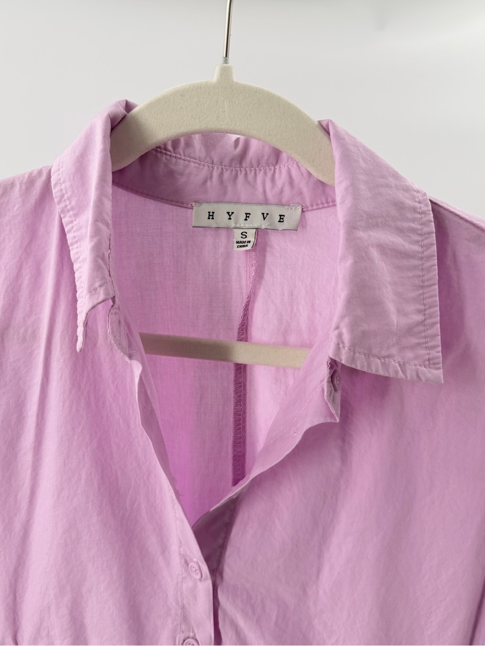 HYFVE Purple Solid Collared Button Front Short Sleeve Blouse Top Size S - Picture 7 of 7